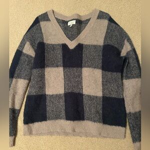 Lucky Brand Plaid V-Neck Sweater